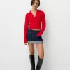 Pulover cu guler polo din tricot cablu Pulover cu guler polo din tricot cablu