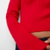 Pulover cu guler polo din tricot cablu Pulover cu guler polo din tricot cablu