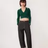 Pulover cu guler polo din tricot cablu Pulover cu guler polo din tricot cablu