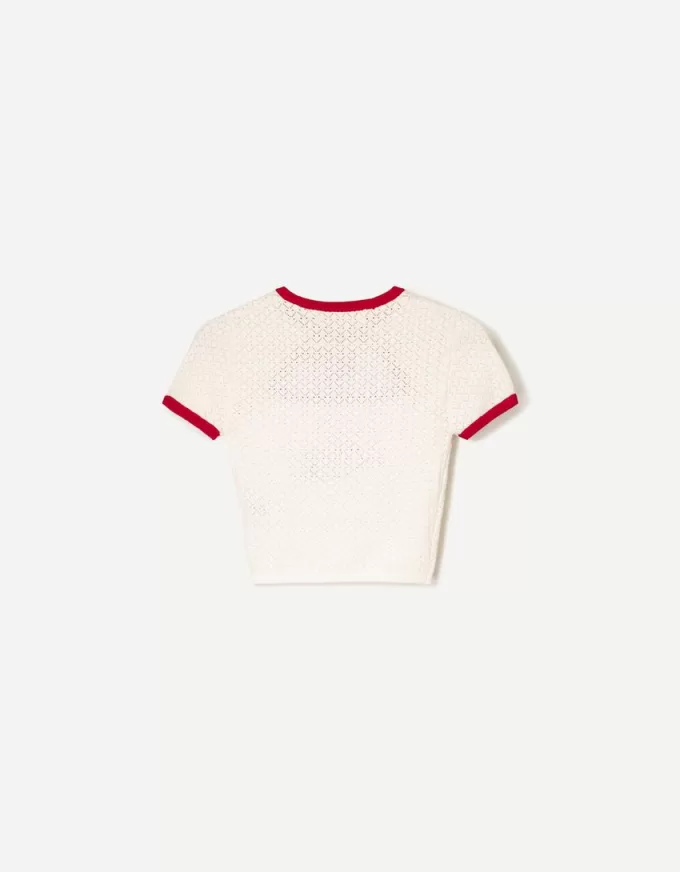 Pulover cu maneca scurta in contrast Pulover cu maneca scurta in contrast