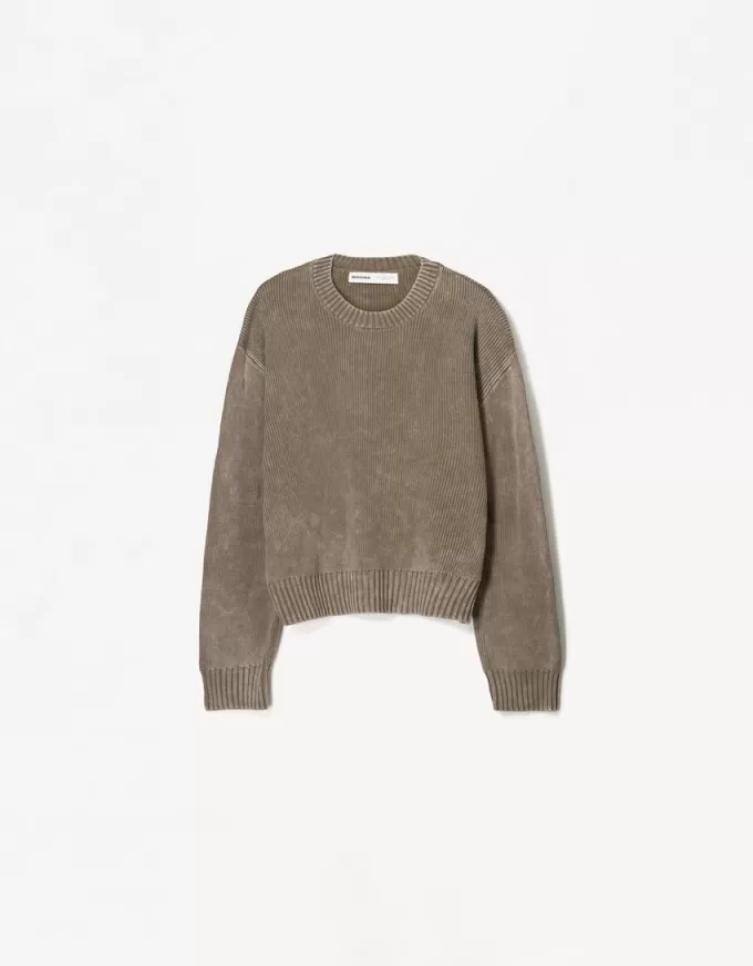 Pulover decolorat în formă boxy Pulover decolorat în formă boxy