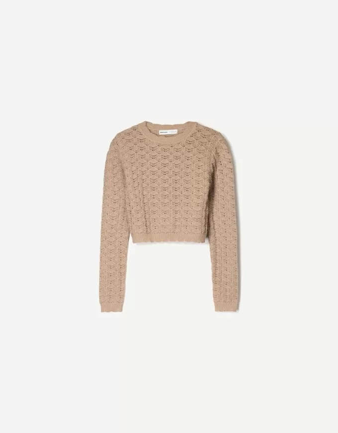 Pulover decupat rustic din tricot deschis Pulover decupat rustic din tricot deschis