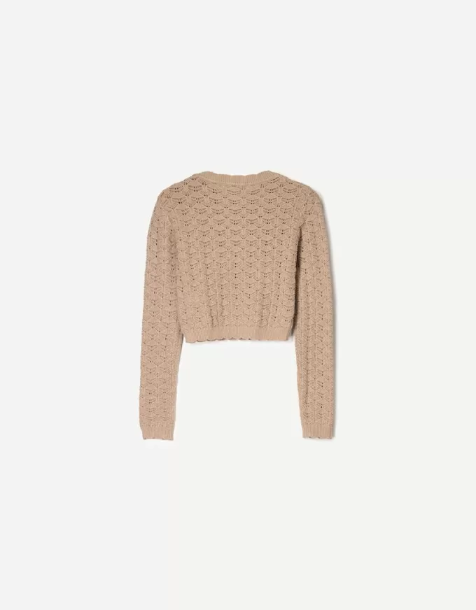 Pulover decupat rustic din tricot deschis Pulover decupat rustic din tricot deschis