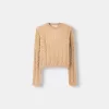 Pulover din chenilia din tricot cablu