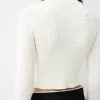 Pulover din tricot cablu cu coaste