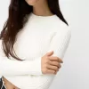 Pulover din tricot cablu cu coaste