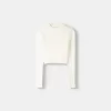 Pulover din tricot cablu cu coaste