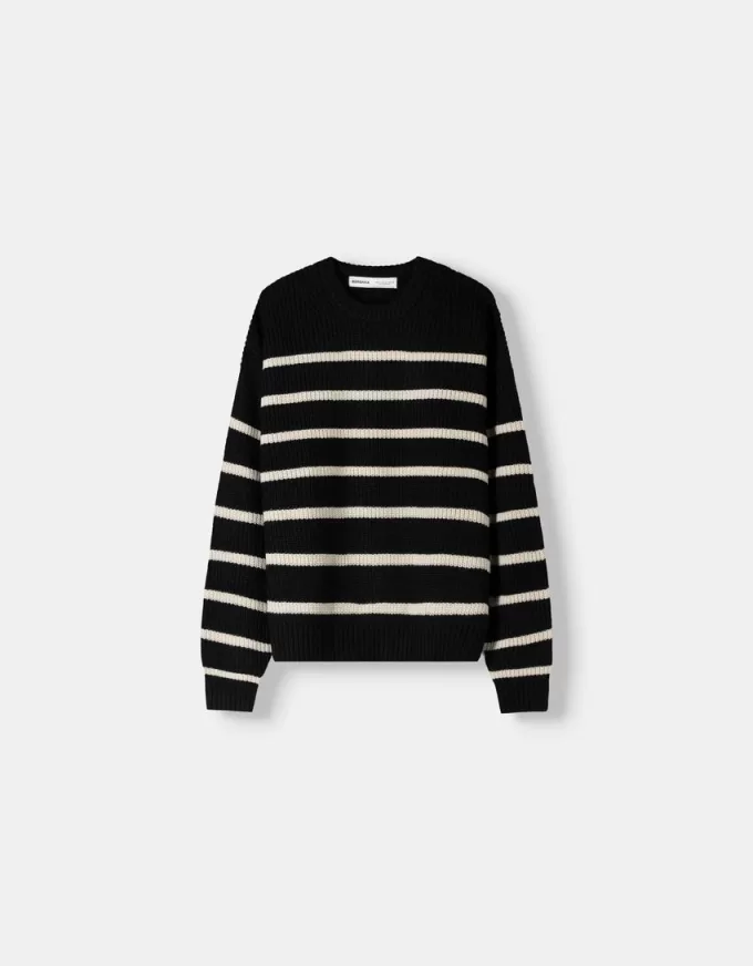Pulover din tricot cu dungi dos