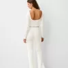 Pulover din tricot cu mânecă lungă și spate deschis