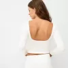 Pulover din tricot cu mânecă lungă și spate deschis