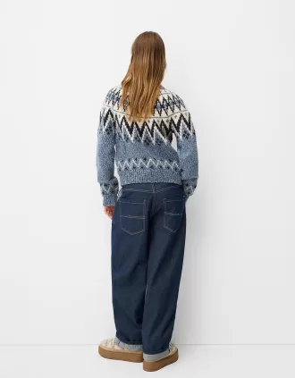 Pulover jacquard imprimat