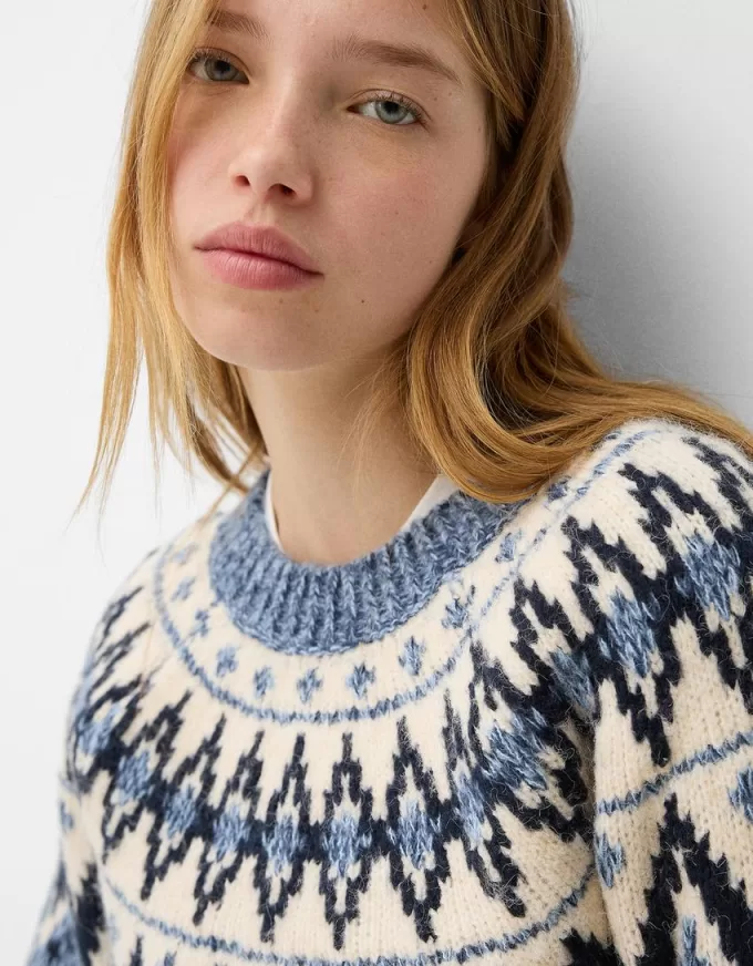 Pulover jacquard imprimat Pulover jacquard imprimat