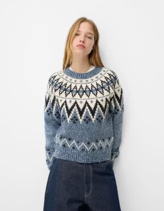 Pulover jacquard imprimat
