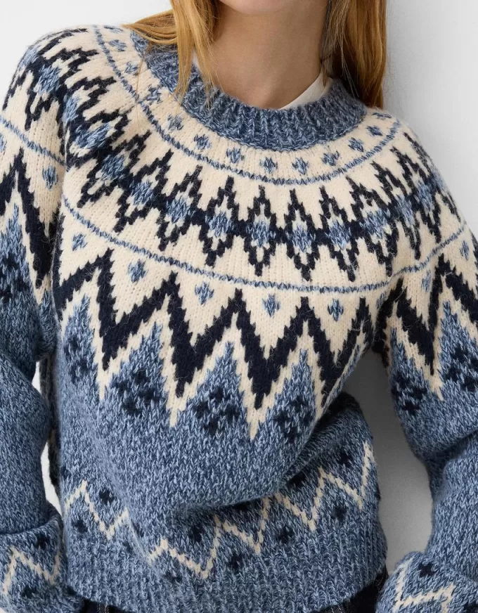 Pulover jacquard imprimat Pulover jacquard imprimat