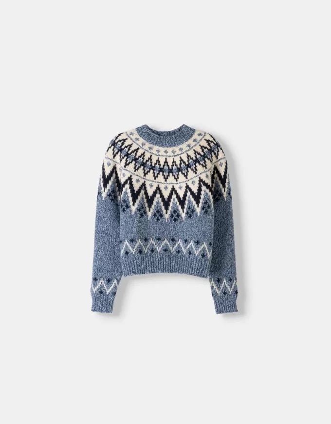Pulover jacquard imprimat Pulover jacquard imprimat