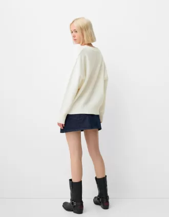 Pulover oversize cu decolteu în V