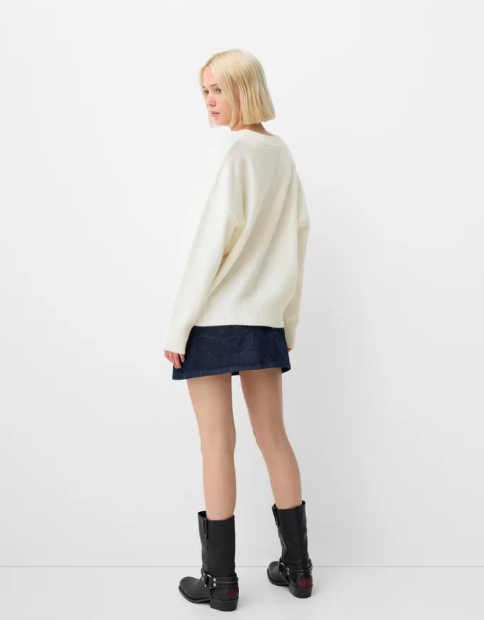 Pulover oversize cu decolteu în V Pulover oversize cu decolteu în V