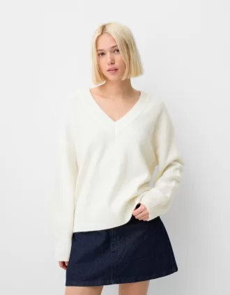 Pulover oversize cu decolteu în V