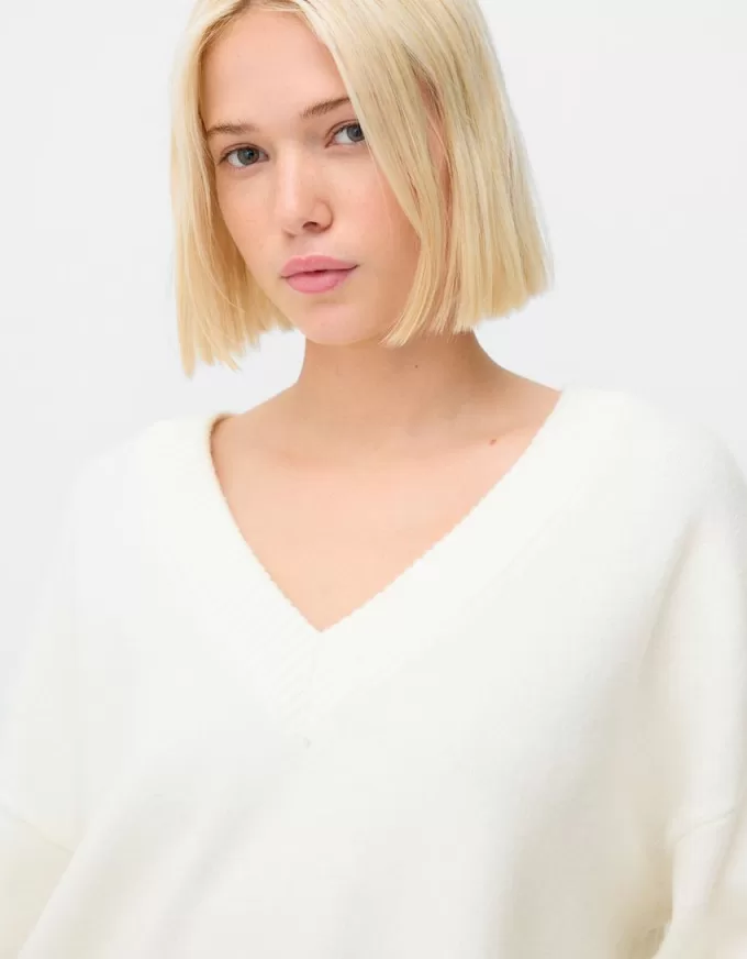 Pulover oversize cu decolteu în V Pulover oversize cu decolteu în V