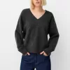 Pulover oversize cu decolteu în V Pulover oversize cu decolteu în V