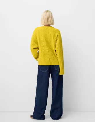 Pulover oversize din tricot cablu