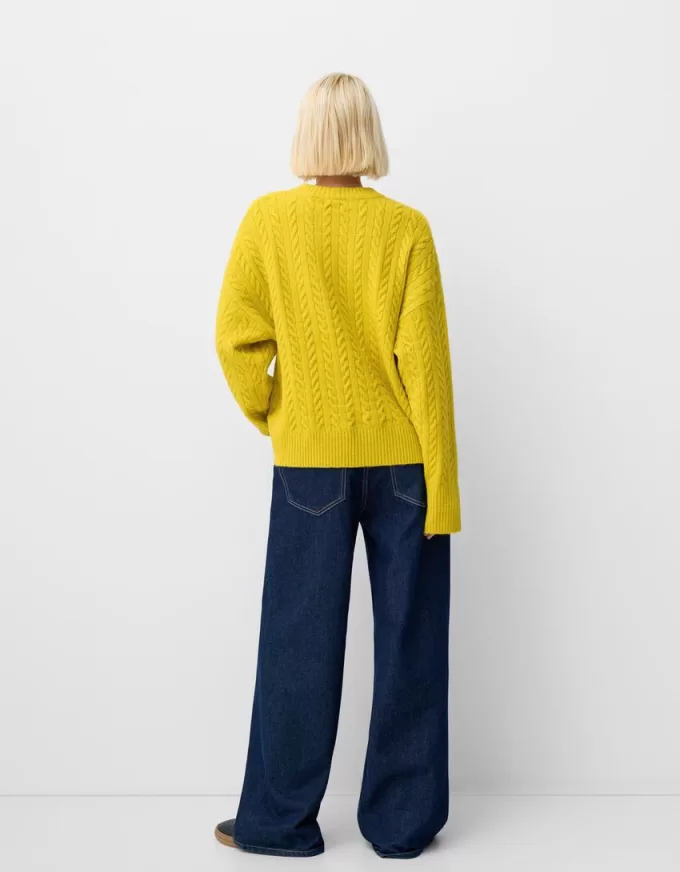 Pulover oversize din tricot cablu Pulover oversize din tricot cablu