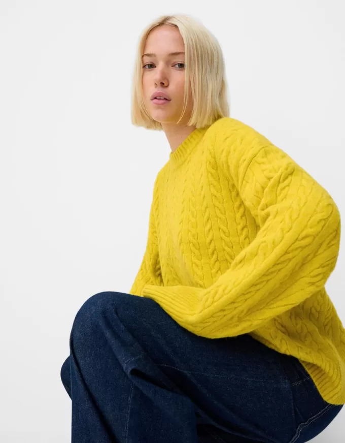 Pulover oversize din tricot cablu Pulover oversize din tricot cablu