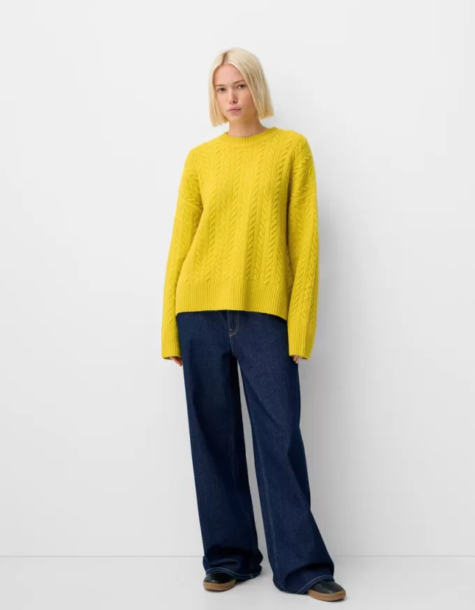 Pulover oversize din tricot cablu Pulover oversize din tricot cablu