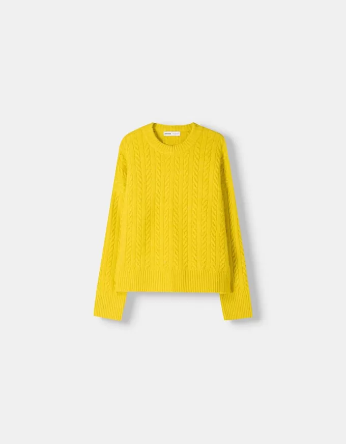 Pulover oversize din tricot cablu Pulover oversize din tricot cablu