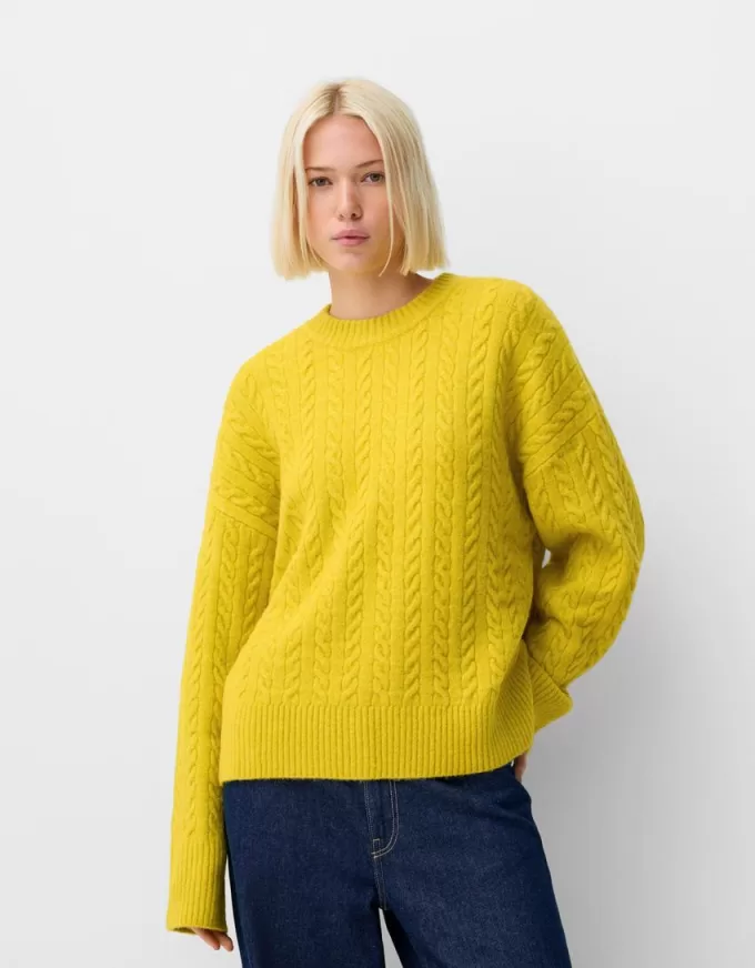 Pulover oversize din tricot cablu Pulover oversize din tricot cablu
