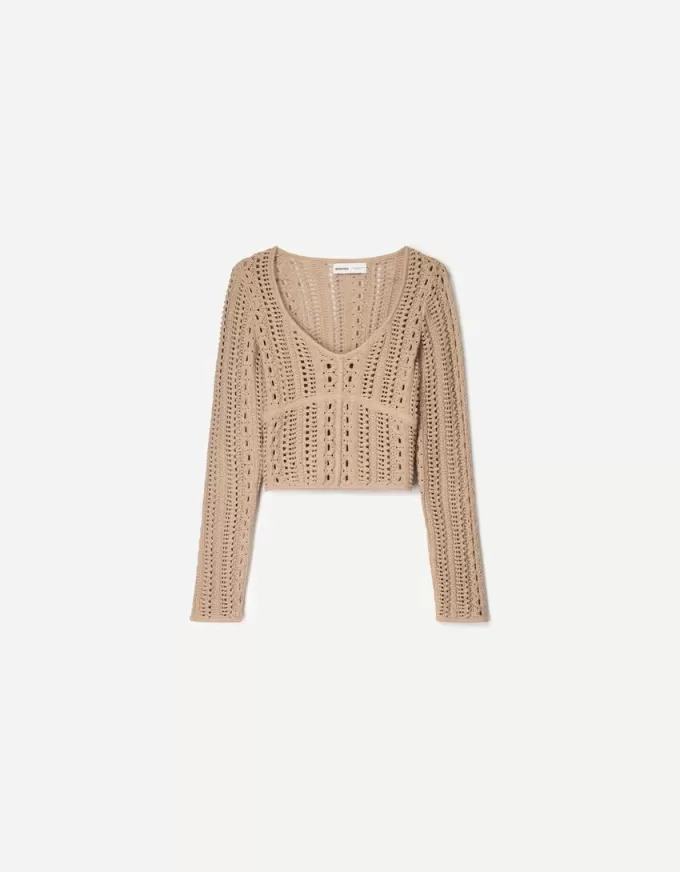 Pulover rustic cu decolteu în V Pulover rustic cu decolteu în V