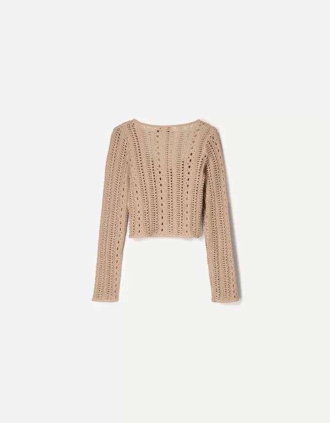 Pulover rustic cu decolteu în V Pulover rustic cu decolteu în V