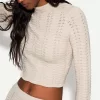 Pulover rustic cu gât deschis din tricot