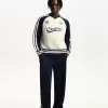 Pulover texturat cu imprimeu sport retro Pulover texturat cu imprimeu sport retro