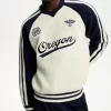 Pulover texturat cu imprimeu sport retro Pulover texturat cu imprimeu sport retro
