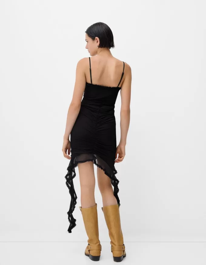 Rochie cu bretele din tul cu volane Rochie cu bretele din tul cu volane