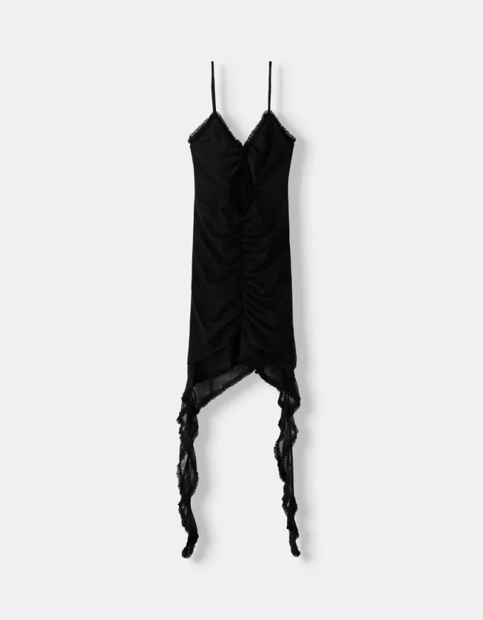 Rochie cu bretele din tul cu volane Rochie cu bretele din tul cu volane