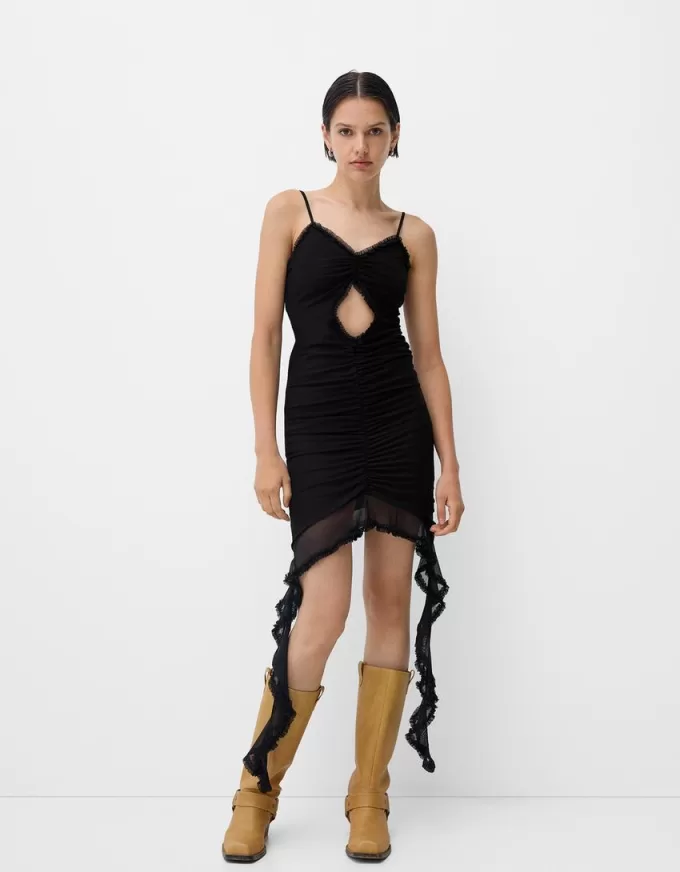 Rochie cu bretele din tul cu volane Rochie cu bretele din tul cu volane