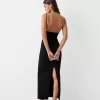 Rochie lungă cu bretele drapate Rochie lungă cu bretele drapate