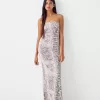 Rochie maxi bandeau cu imprimeu animal Rochie maxi bandeau cu imprimeu animal