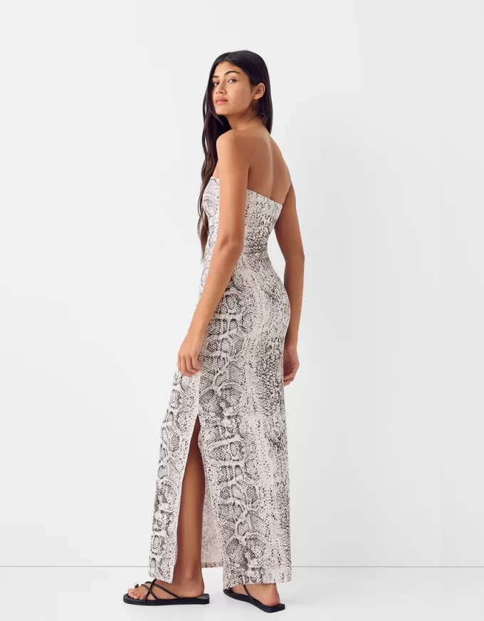 Rochie maxi bandeau cu imprimeu animal Rochie maxi bandeau cu imprimeu animal