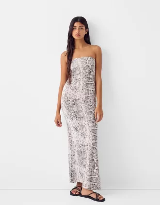Rochie maxi bandeau cu imprimeu animal