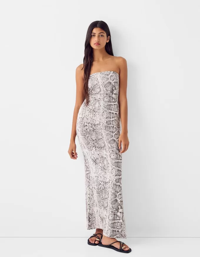 Rochie maxi bandeau cu imprimeu animal Rochie maxi bandeau cu imprimeu animal