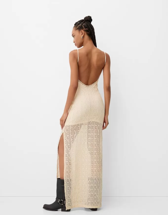 Rochie maxi cu dantela blonda Rochie maxi cu dantela blonda