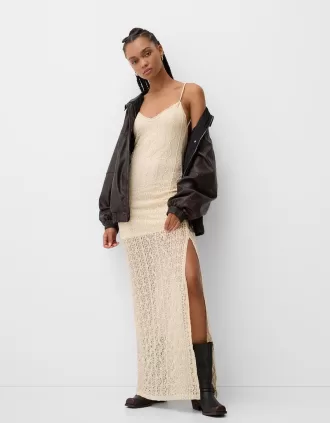 Rochie maxi cu dantela blonda