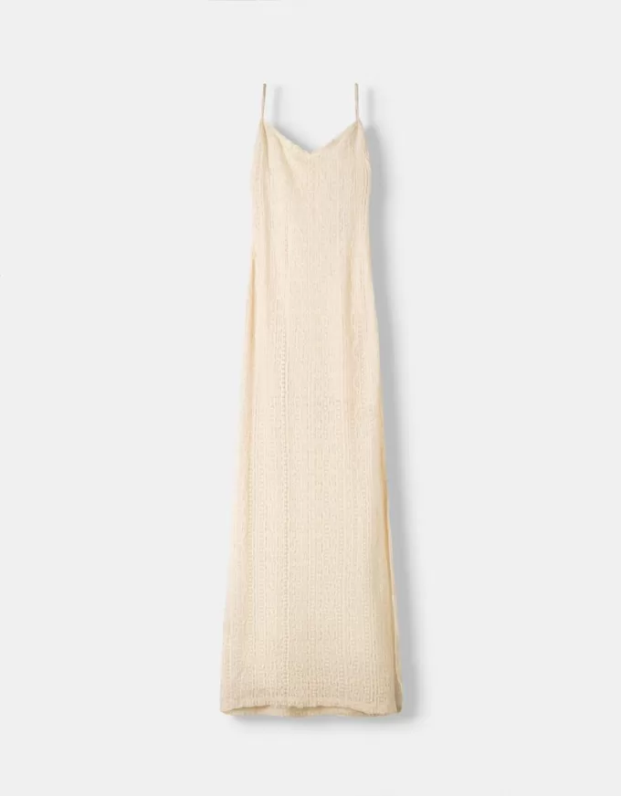 Rochie maxi cu dantela blonda Rochie maxi cu dantela blonda