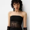 Rochie maxi cu decolteu bandeau din dantela Rochie maxi cu decolteu bandeau din dantela