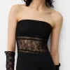 Rochie maxi cu decolteu bandeau din dantela Rochie maxi cu decolteu bandeau din dantela