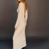 Rochie maxi cu decolteu în V la atingere moale Rochie maxi cu decolteu în V la atingere moale
