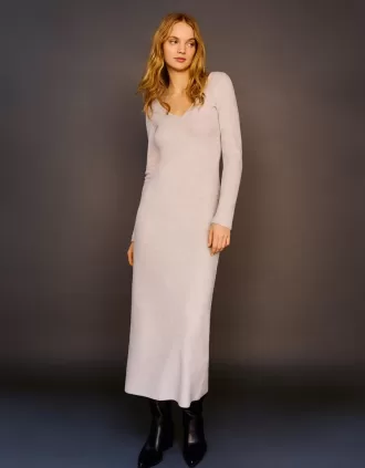 Rochie maxi cu decolteu în V la atingere moale